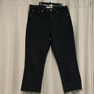 Top shop cropped raw edge jeans.